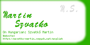 martin szvatko business card