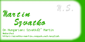 martin szvatko business card